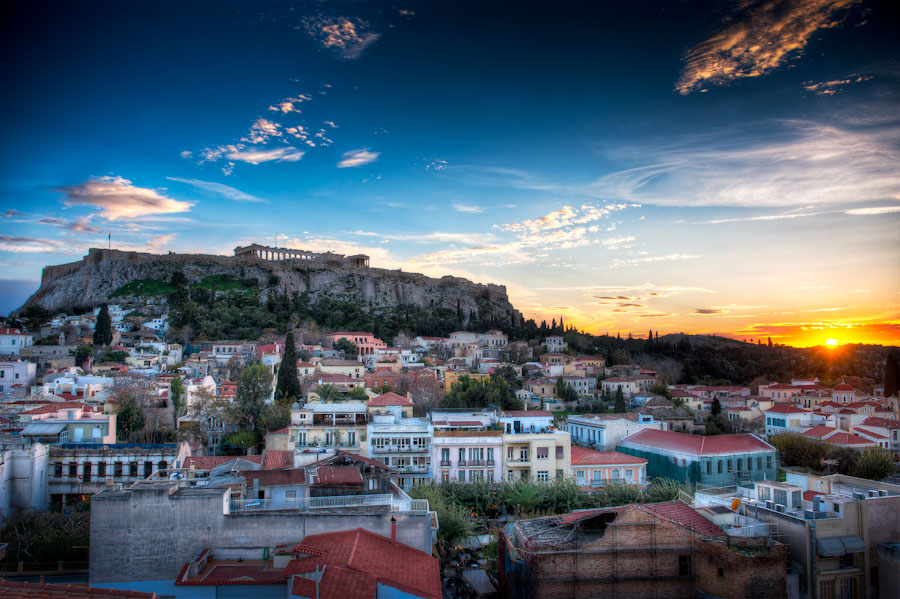 HDR Photo Athens Greece Acropolis Sunset