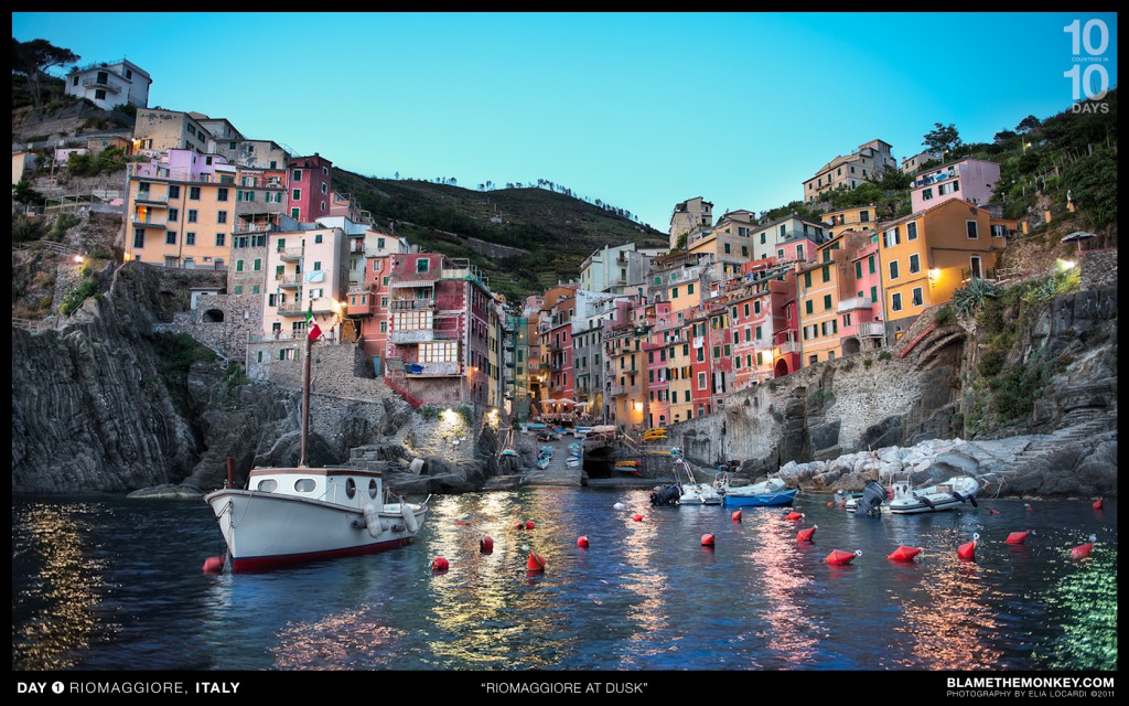 Riomaggiore At Dusk - (Riomaggiore, Cinque Terre, Italy)